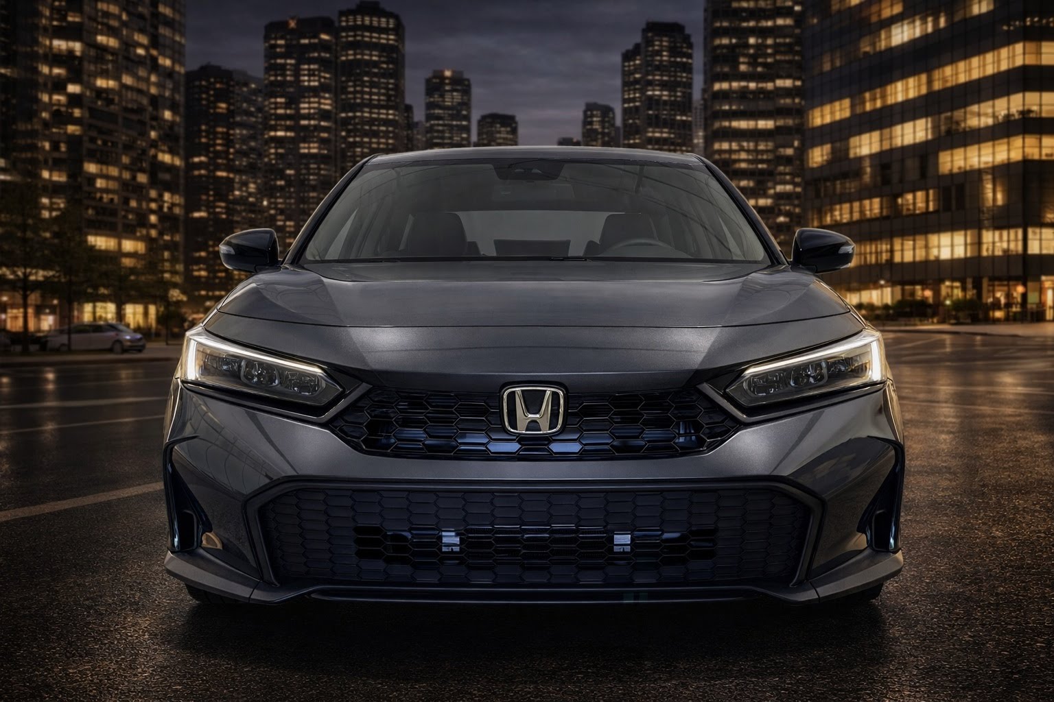 2026 Honda Civic Sedan front grille and LED headlights close-up